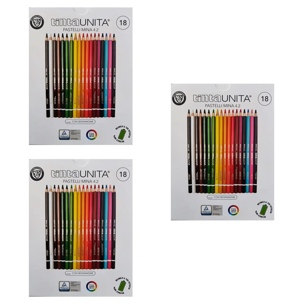 Set 3 pacchi Pastelli Tinta Unita da 18, Multicolore -Mina 4.2 mm