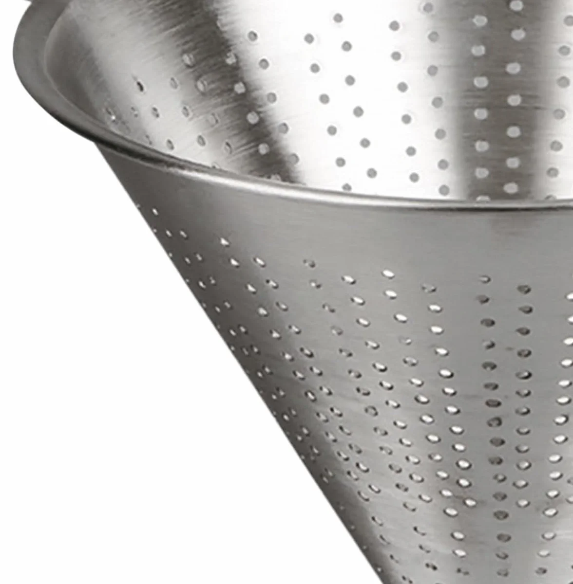 Arga - Set 3 Colino Cinese Perforato Conico in Acciaio Inox - Chinoise, Scolapasta con Manico, Filtro per Pasta, Riso, Verdura - Scola Pasta da Cucina