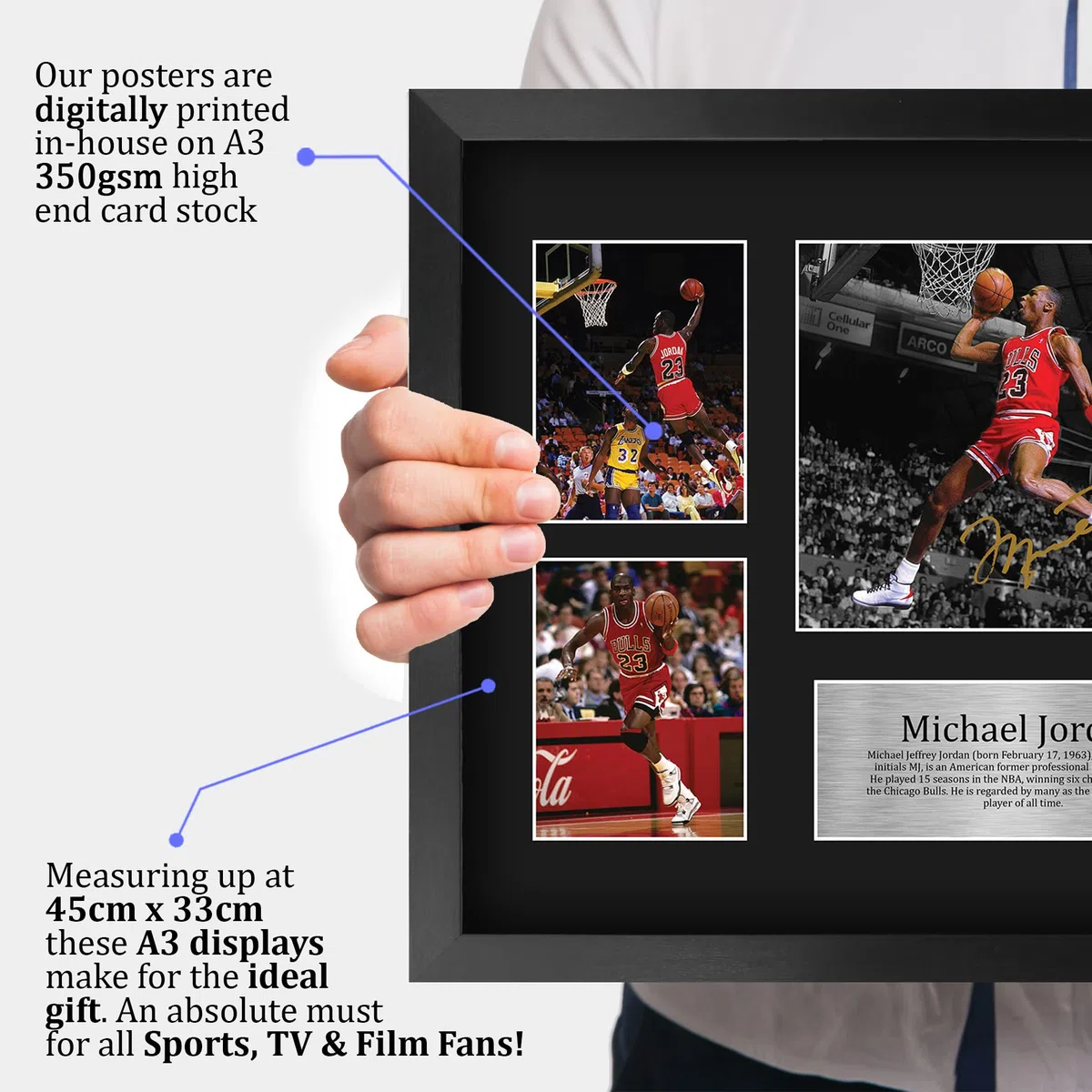 HWC Trading A3 FR Michael Jordan Gift firmato grande autografo A3 stampato Chicago Bulls regalo foto, Camera da letto
