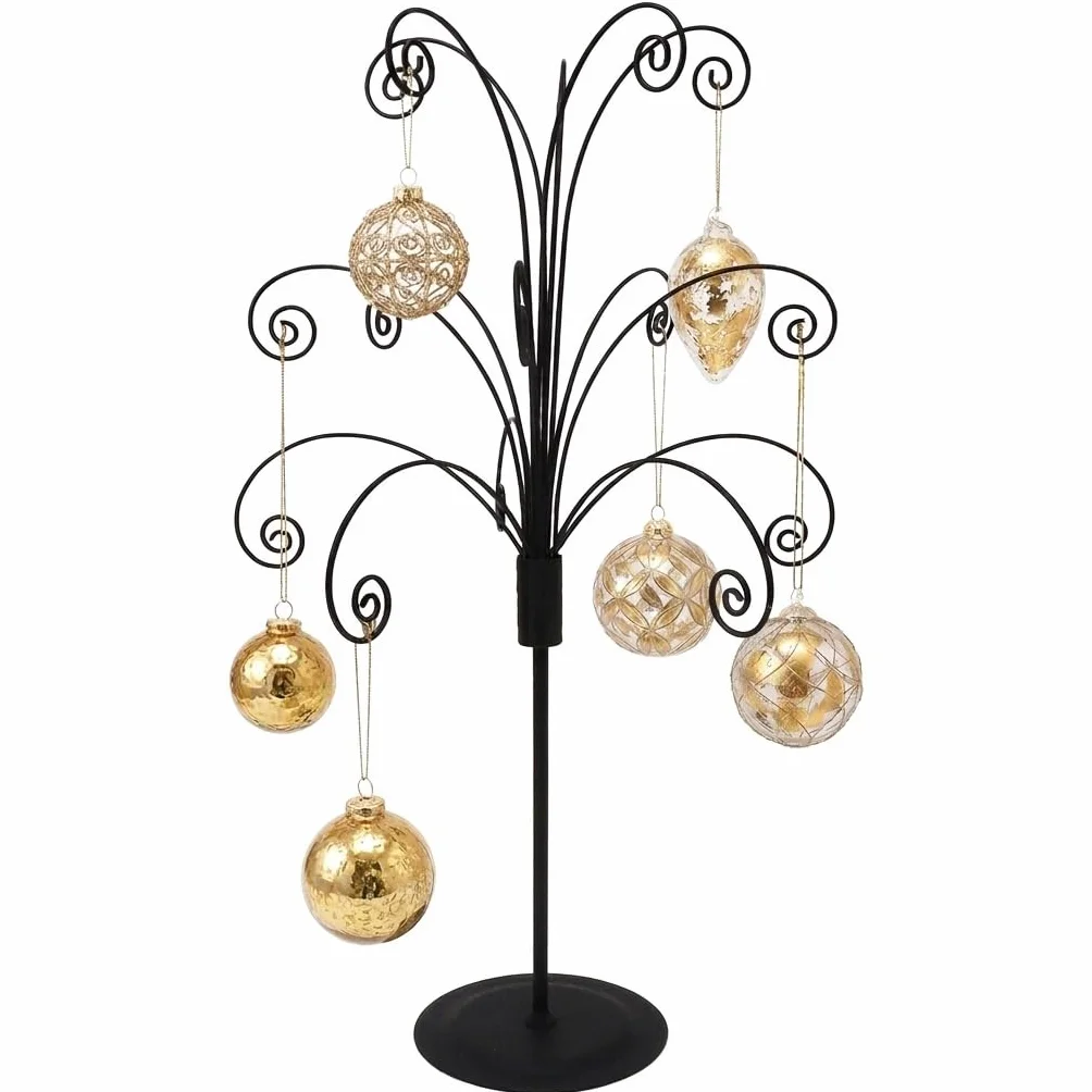 HOHIYA Ornament Tree Display Stand Holder Hanger 20 Inch Wire Hook Hanging Metal for Christmas Swarovski Crystal Glass Decorations Gift Taiwan Made Black