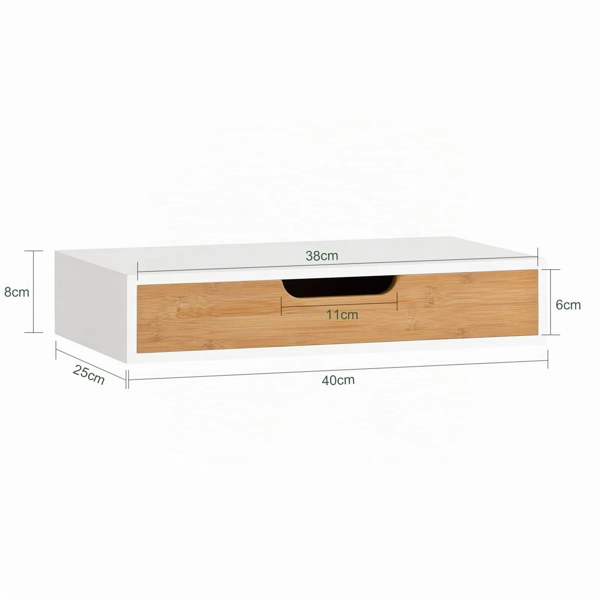 SoBuy Mensola a Parete con Cassetto - Mensola Galleggiante Moderna per Ingresso, Soggiorno & Camera - Bianco & Naturale 40x24x8cm FRG92-WN