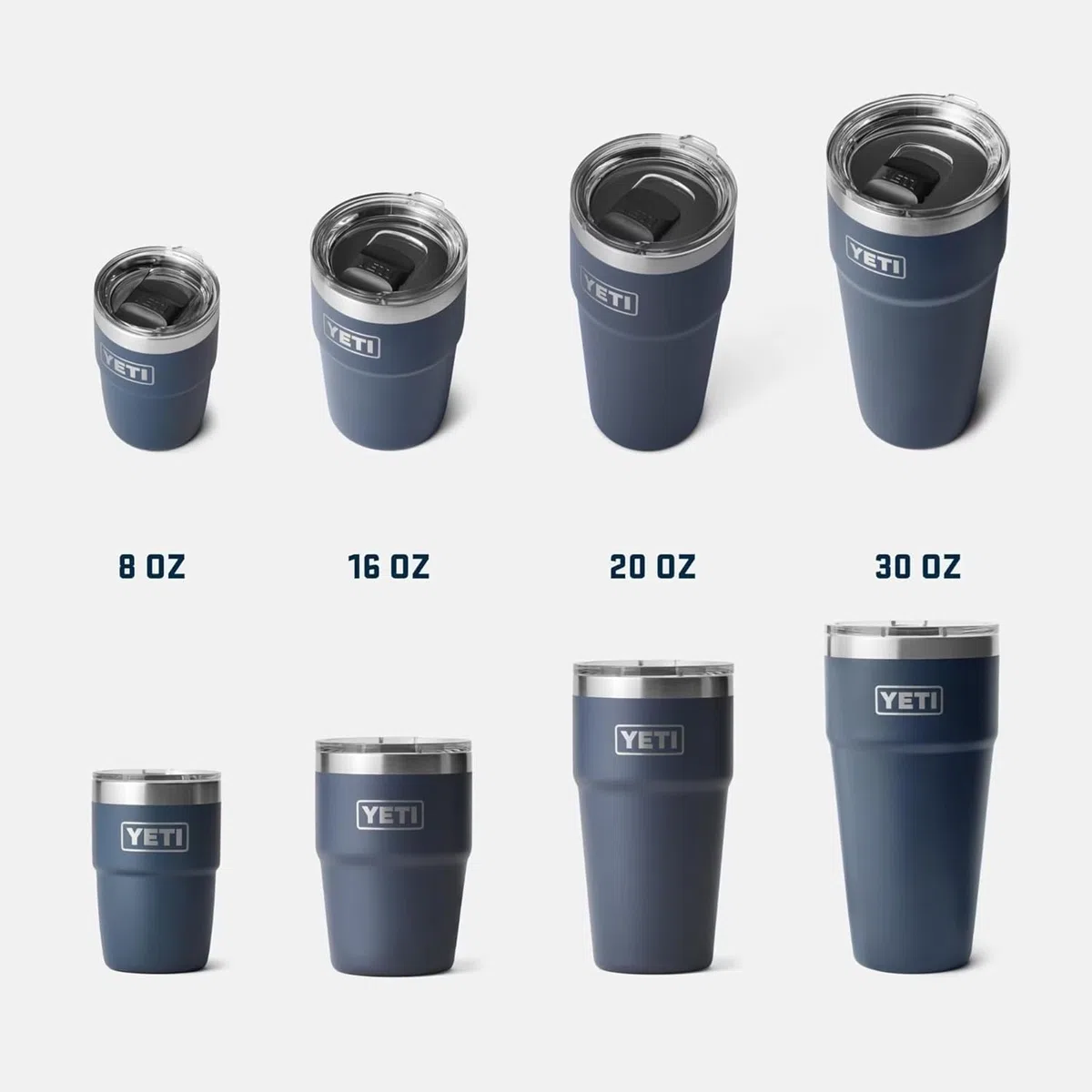 YETI Rambler Cup, Vacuum Insulated Stainless Steel Stackable Cup with Magslider Lid, Navy, 30 oz (887 ml)