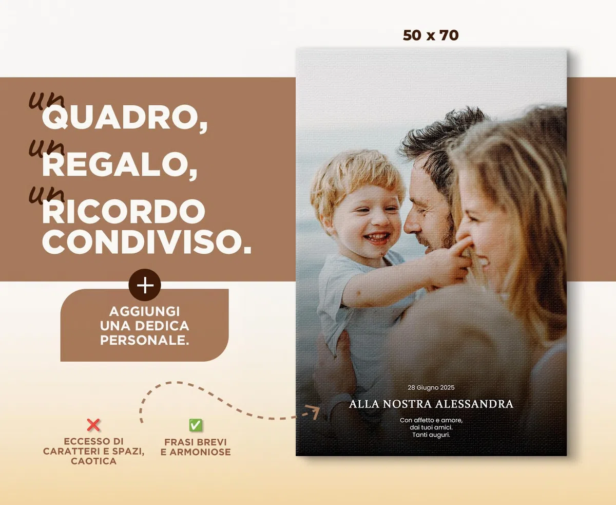 AKINDA Art Gallery - Quadro con tela personalizzata 50 x 70 cm - Idea Regalo San Valentino - Festa del Papà - Ottimo Regalo di Natale - Pensiero per Lui Anniversario - 100% Made in Italy