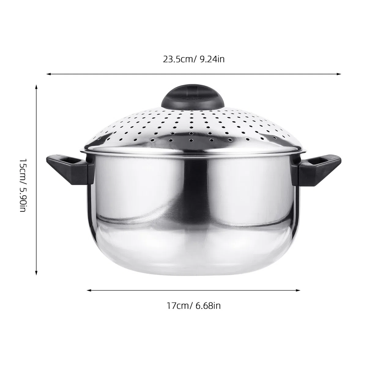 Garvalon Pentola Per Pasta in Acciaio Inossidabile Con Coperchio E Scolapasta Integrato Cuoci Noodles Rapido Leggero E Portatile Adatta Per Fornello Induzione