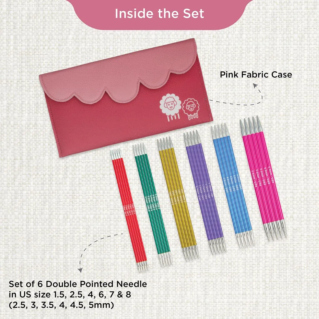 KnitPro 47422 Zing Set ferri da maglia a doppia punta, 20cm Lunghezza, Set di 6