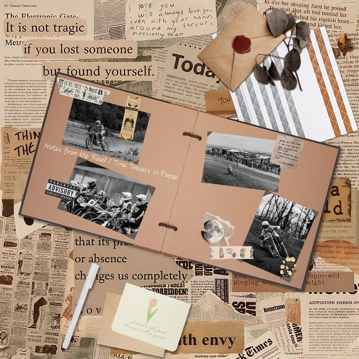 Kit per Album di Ritagli, 25,5 x 25,5 cm Fai da Te con Copertina Rigida in Carta Kraft con 40 Fogli e 80 Pagine, Regalo Creativo per Anniversario, Matrimonio, Compleanno, Viaggio