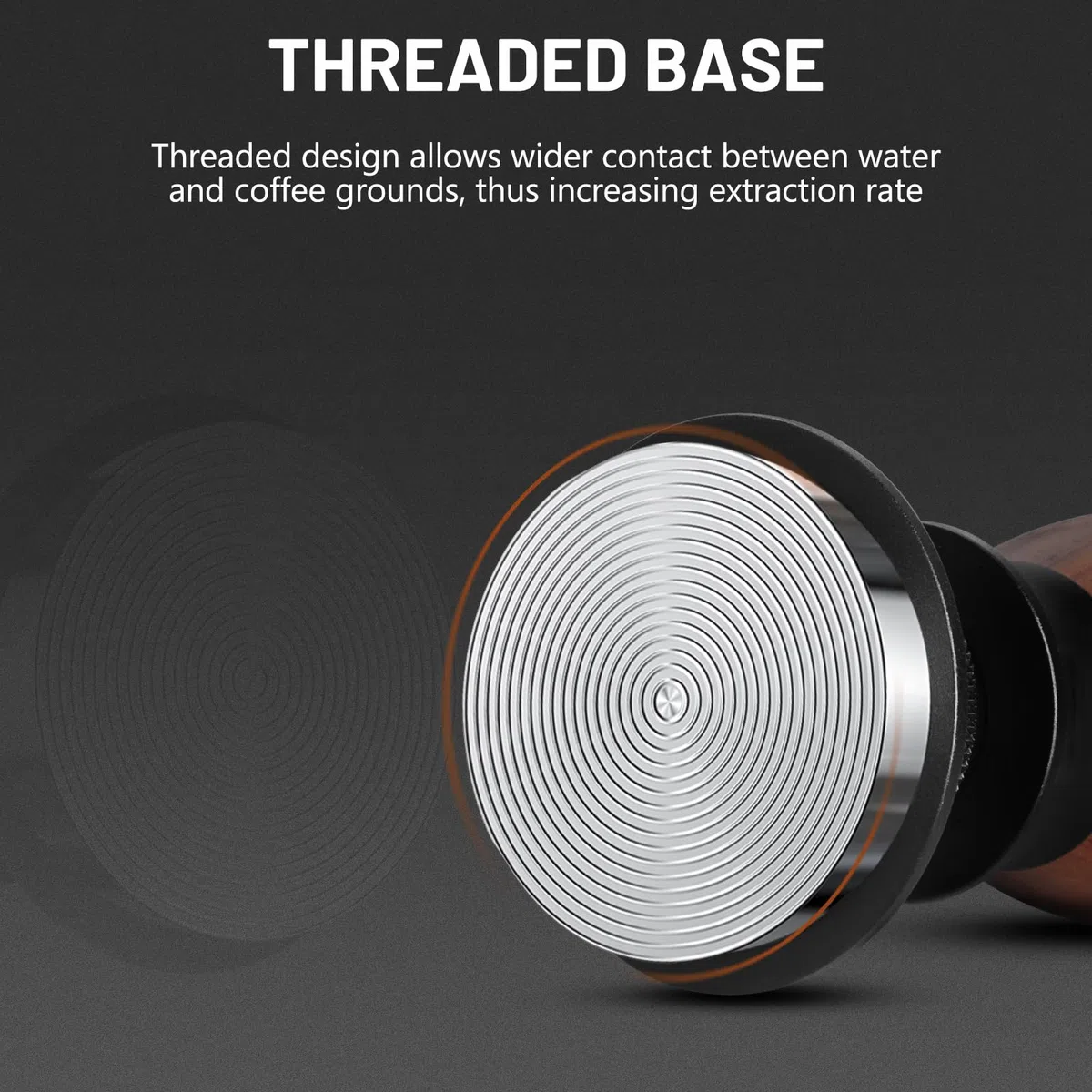 VINATO Pressa Caffè Espresso Professionale - Tamper Caffè 53.3mm con Sistema a Pressione Costante 30lbs, Profondità Regolabile, Impugnatura in Noce e Base in Acciaio Inox 304
