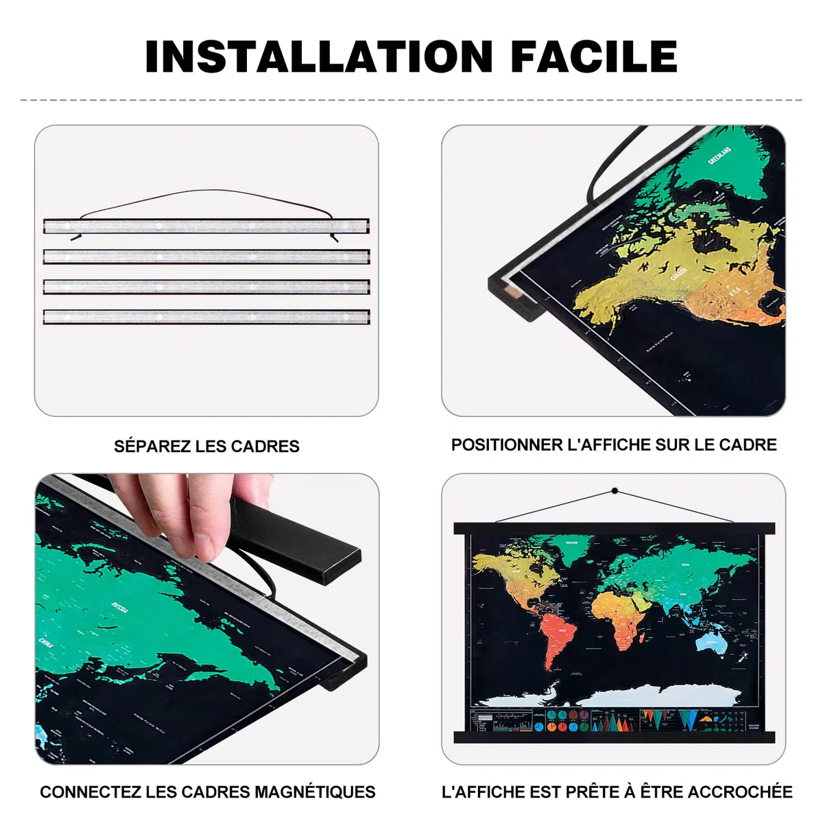 Ywlake Cornice portafoto C0, cornice 90 x 60 cm, 90 x 120 cm, magnetica, in legno naturale, per poster (91,4 cm, teck, nero)