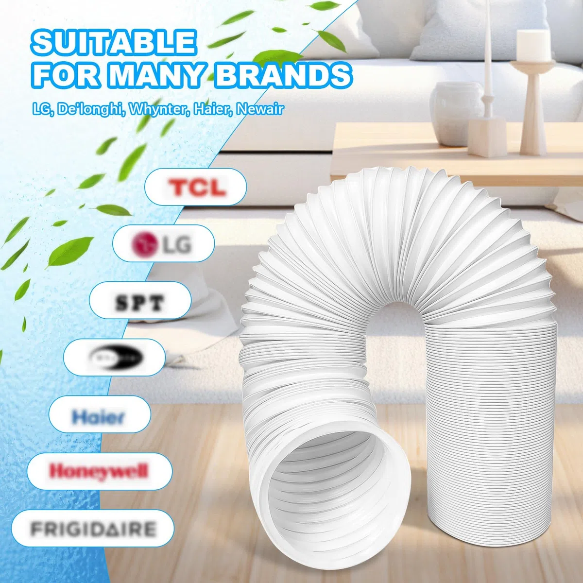 Tubo Condizionatore Portatile L1,5 m Ø 150 mm, Tubo Scarico Climatizzatore, Tubi Flessibile per Aria Condizionata con Filettatura Antioraria, Accessori Universale per Condizionatori Mobili