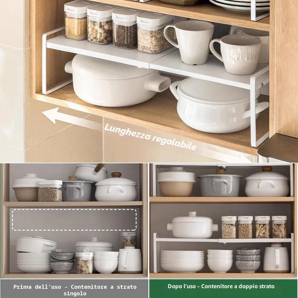 Mensola Cucina Salvaspazio Espandibile 38-64cm,Scaffale Salvaspazio Cucina Allungabile,Porta Piatti e Stoviglie Allungabile,Scaffale da Appoggio in Metallo per Mobili, Mensola da Bagno