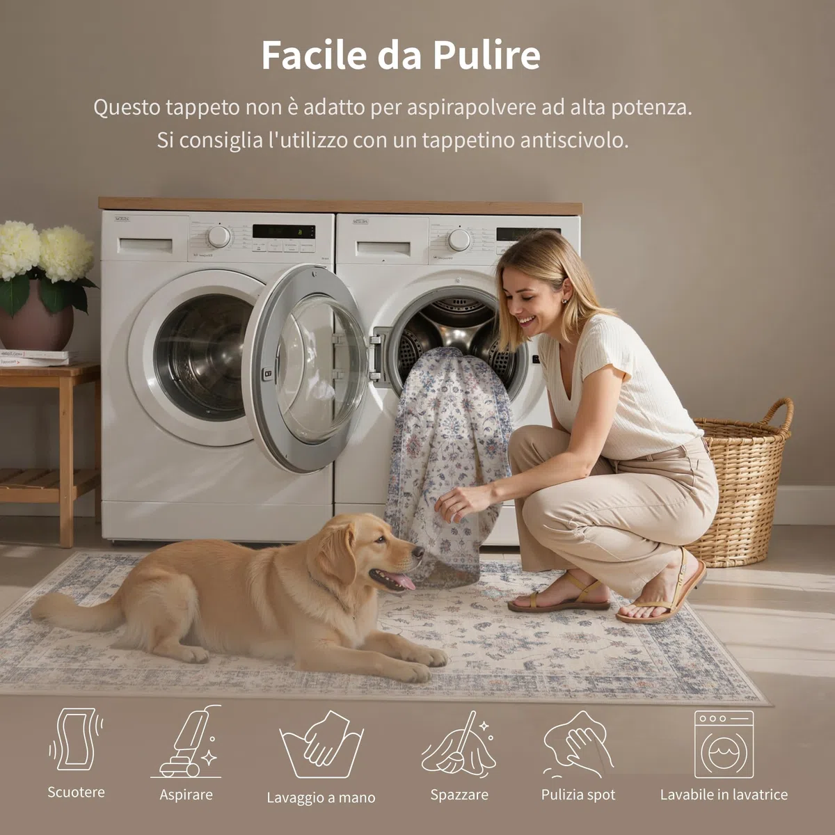 PureCozy Tappeto Corridoio Blu Tappeti 60x240cm Cucina Antiscivolo Lavabile in Lavatrice Moderno Floreale Tapette Camera da Letto Scendiletto Cameretta Ufficio Pelo Corto Lungo Carpet