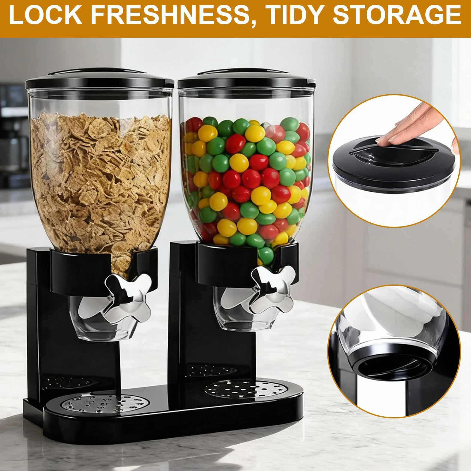 Cereal Dispenser da 2 l, dispenser per cereali per l'organizzazione della cucina ideale per cereali, alimenti secchi, caramelle, riso, cereali, chicchi di caffè