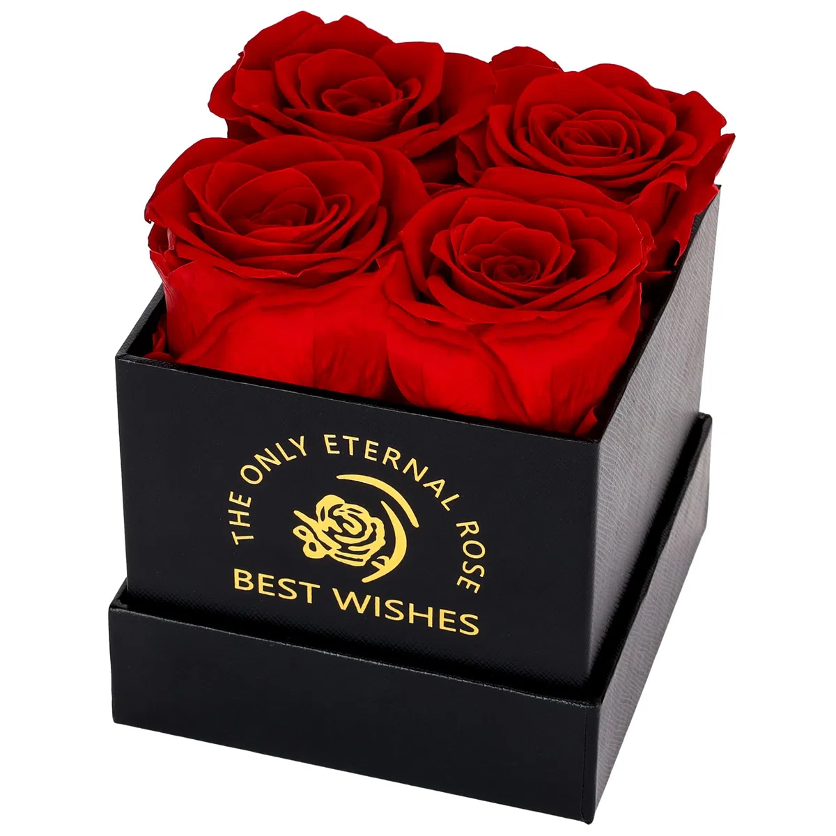 Confezione Regalo con Rosa Eterna, 4 Rose Eterne Rosse Fiore San Valentino Festa della Mamma Anniversario Regali di Compleanno Romantici per Moglie Sorella Mamma Donne