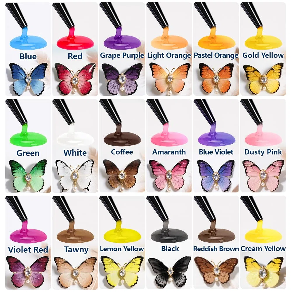 Kit di resina UV in 18 colori, resina epossidica trasparente a polimerizzazione rapida, per la creazione di gioielli, artigianato fai da te, nail art, alta durezza e sicurezza (20 g ciascuno)