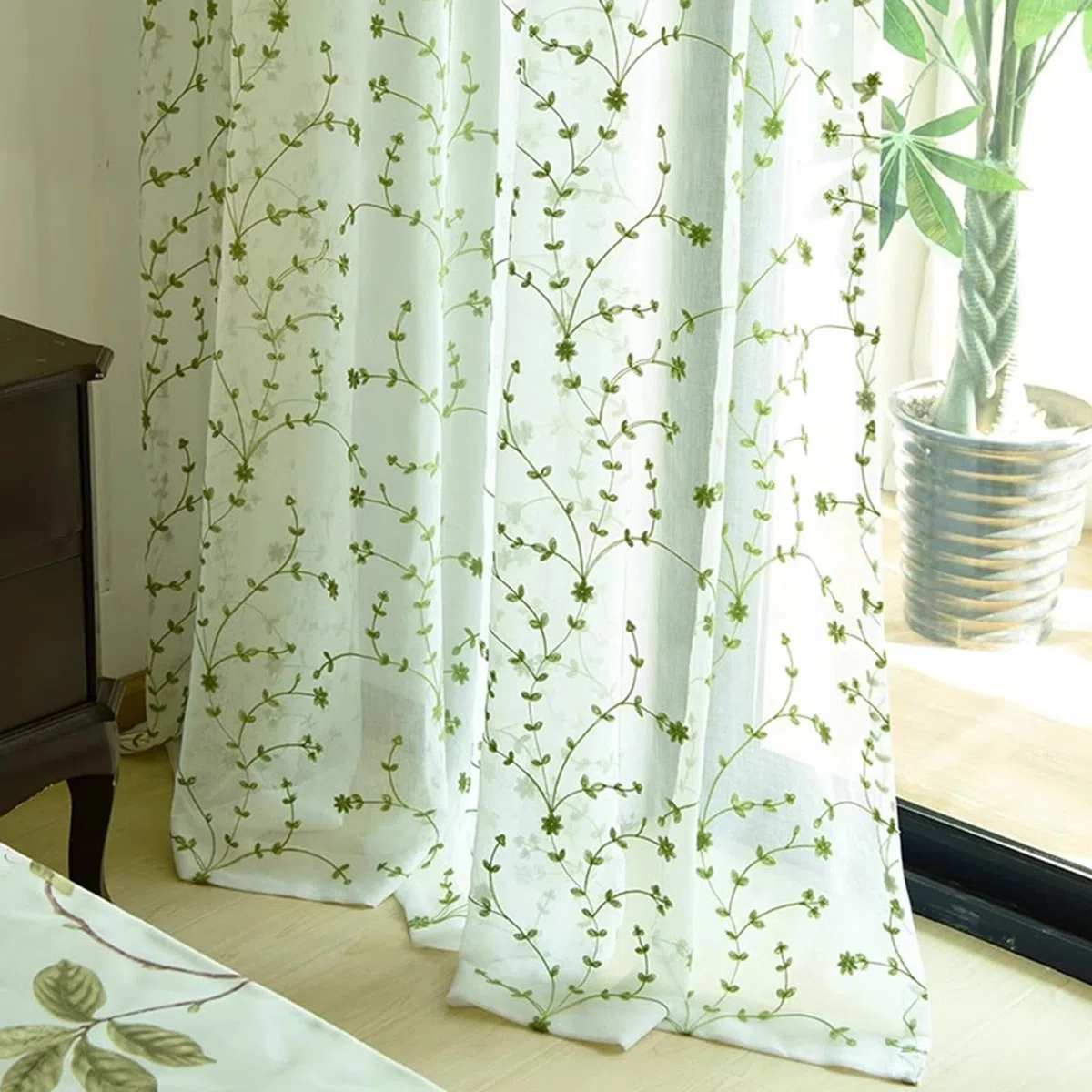 Generico Tende Semplici E Moderne in Tulle, Tende per Finestre a Isolamento Termico Vintage E a Riduzione del Rumore, Tenda Semi-Oscuranti(W*H:250x265cm(98x104inch), A(Hooks Top))
