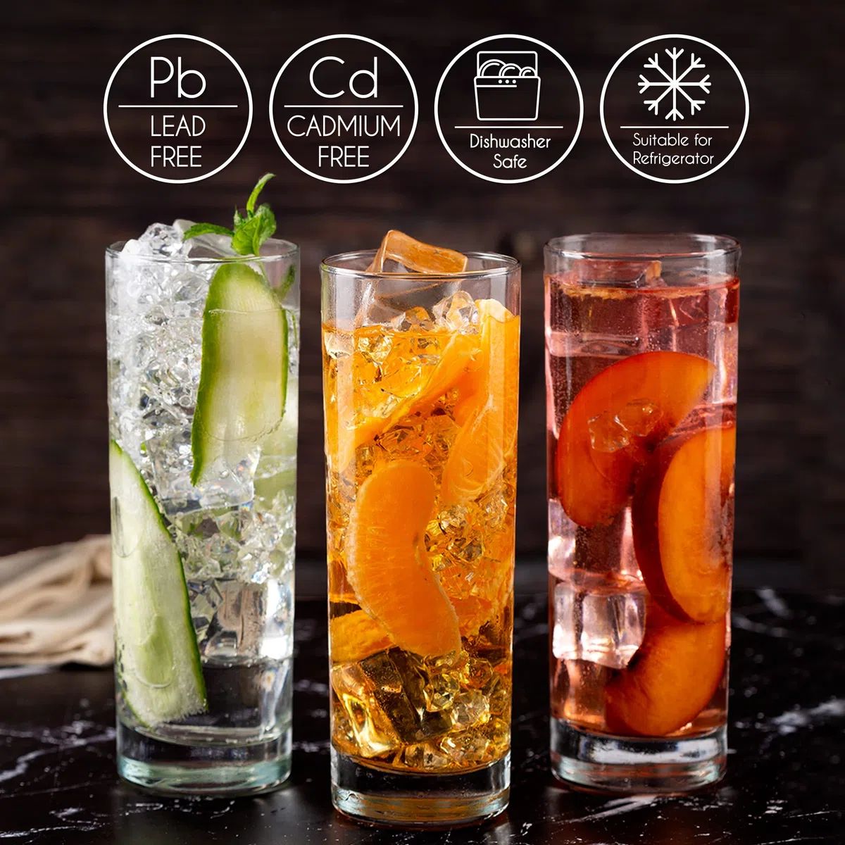 CRYSTALIA Premium Bicchieri Highball, 100% SENZA PIOMBO Bicchieri da Long Drink Set 6, 360 ml, Alto in Vetro, per Birra, Cocktail, Succo, da Bevande, Acqua