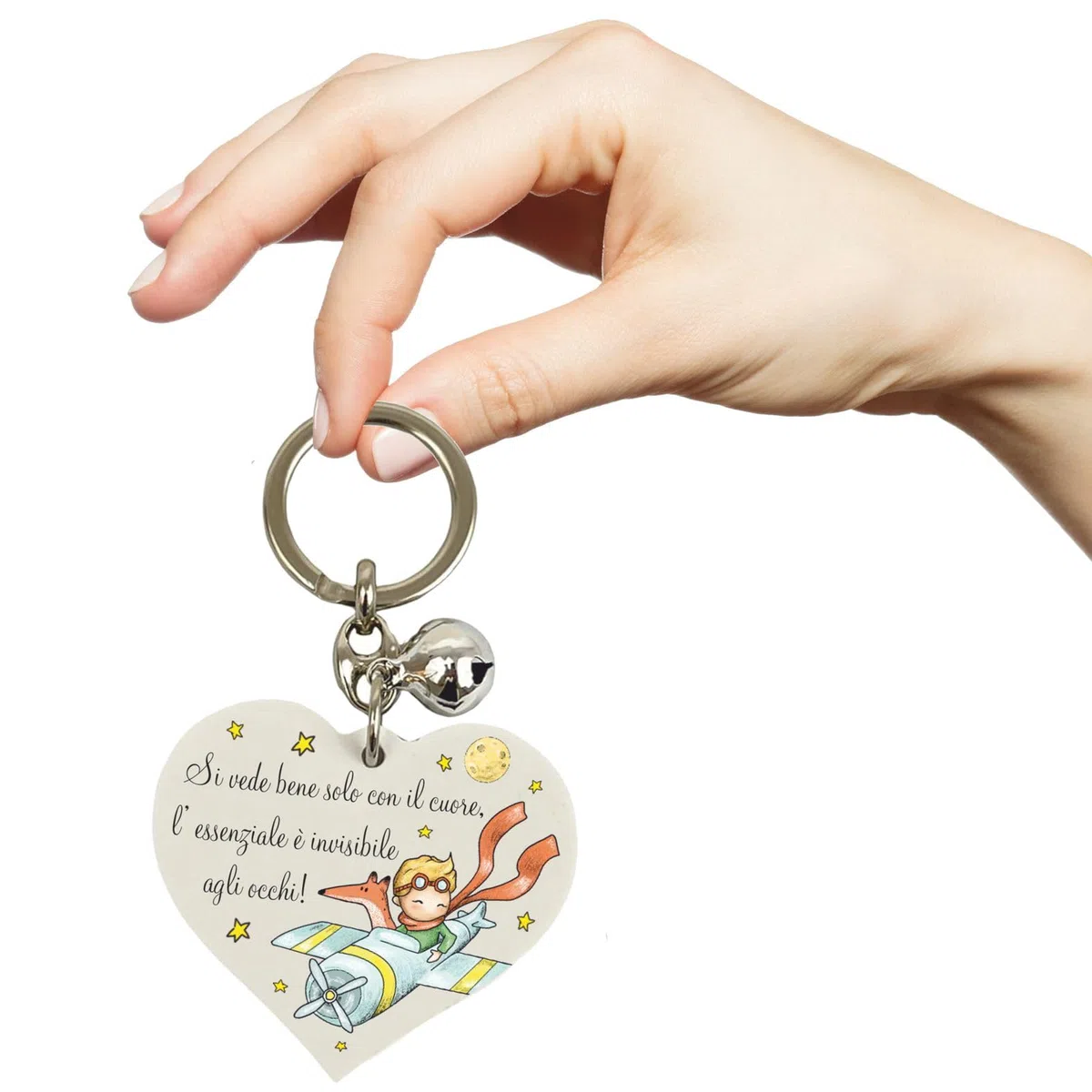 Regalami.shop 6 portachiavi con scatola, nastrino, bigliettino e portaconfetti Bomboniera Piccolo Principe per Battesimo, Comunione, Party, Regalo (6 portachiavi con scatola)