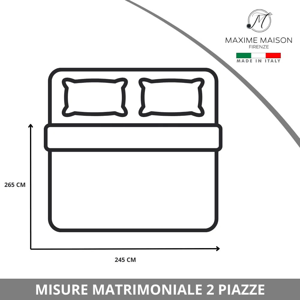 MAXIME MAISON - Copriletto Matrimoniale Mezza Stagione (100 gr/mq) Trapuntino Matrimoniale, Trapunta Matrimoniale Leggera e Double Face, Letto Mezza Stagione in Morbida Microfibra, Made in Italy