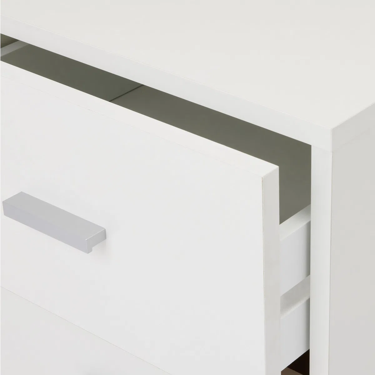Amazon Basics, Comodino, Comodino a 2 Cassetti, Mobile per Camera da Letto, Bianco, 47cm x 40cm x 36cm