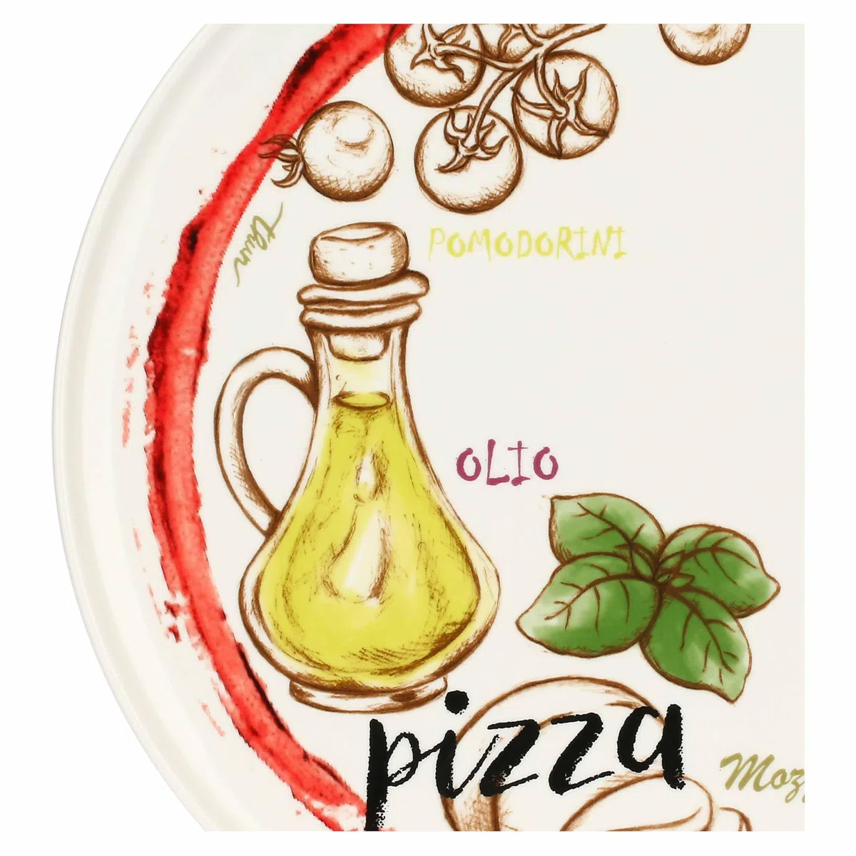 THUN - Set 2 piatti pizza Acqua e Farina, rosso e giallo - Porcellana,ø 33 cm
