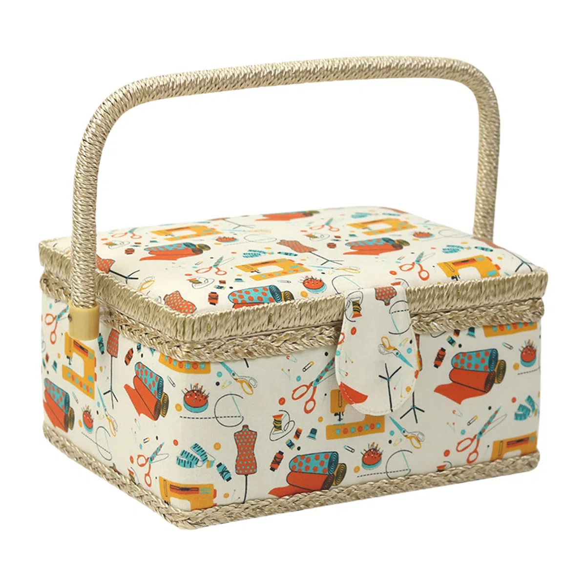 Cesto portaoggetti per kit da cucito, grande organizer da cucito con vassoio rimovibile, contenitore per oggetti artigianali, design strutturato, contenitore per accessori, uso domestico e da viaggio