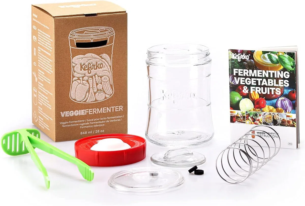 Kefirko Fermentatore per verdure, 900 ml, per fermentare frutta, verdura, kimchi, crauti e altro ancora, materiali privi di BPA, verde