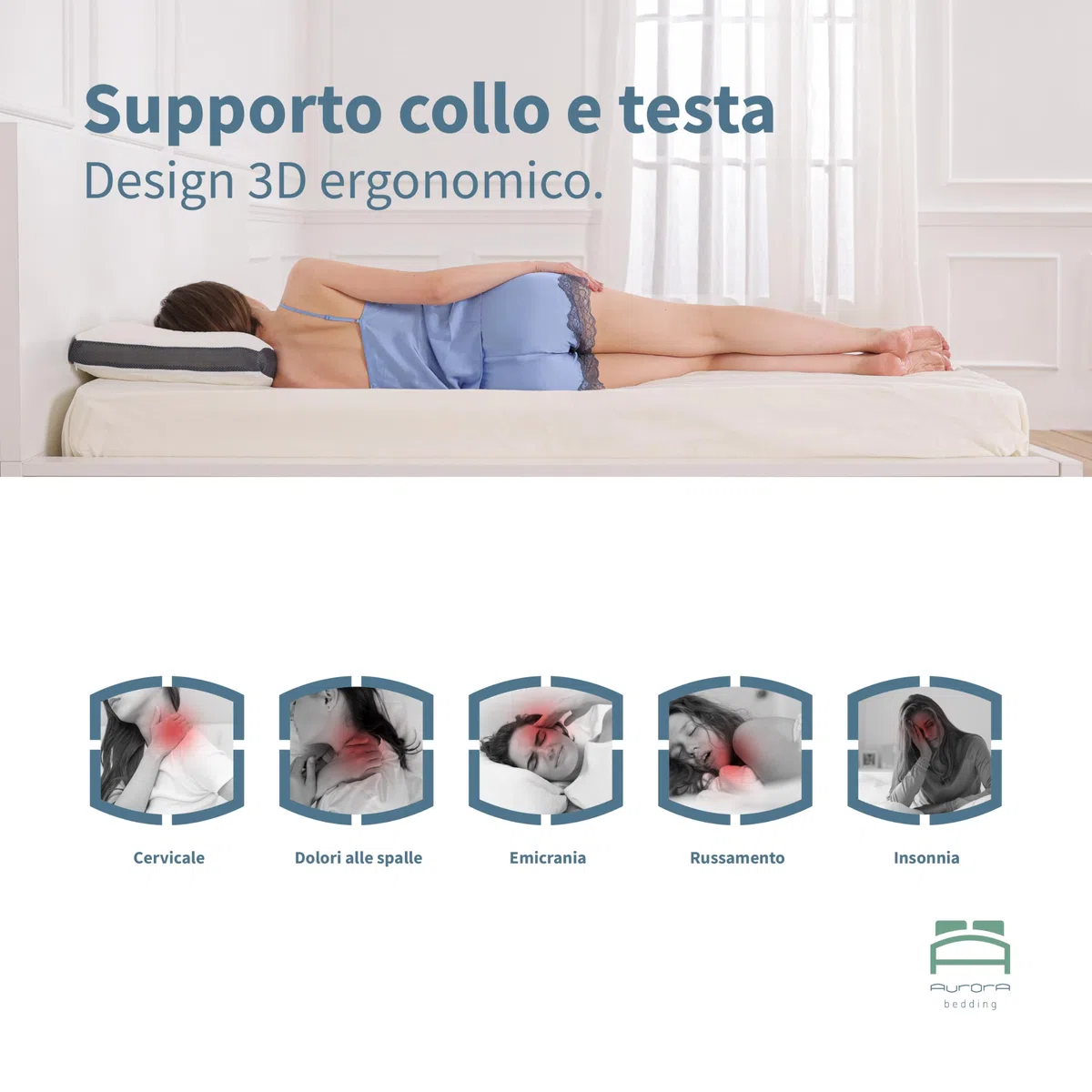Cuscino Memory Foam Forato a Saponetta, Rinfrescante Traspirante e Anallergico - 41x72 Altezza 12cm