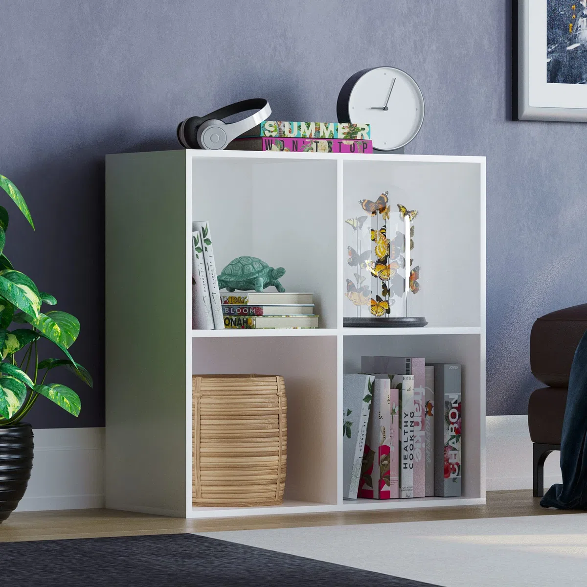 Vida Designs Durham Cube - Libreria per soggiorno, libreria, mobili per casa, ufficio (4 cubi, bianco)