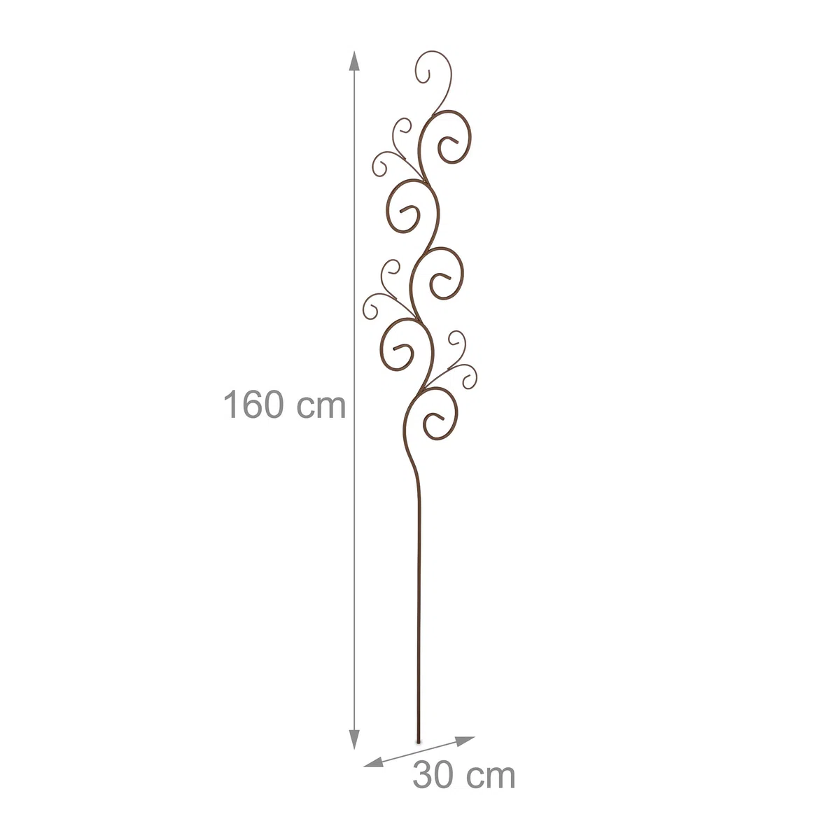 Relaxdays Supporto per Piante Rampicanti da Giardino, 2 pz. Tralicci di Sostegno per Edera, 160x30 cm, Metallo, Marrone