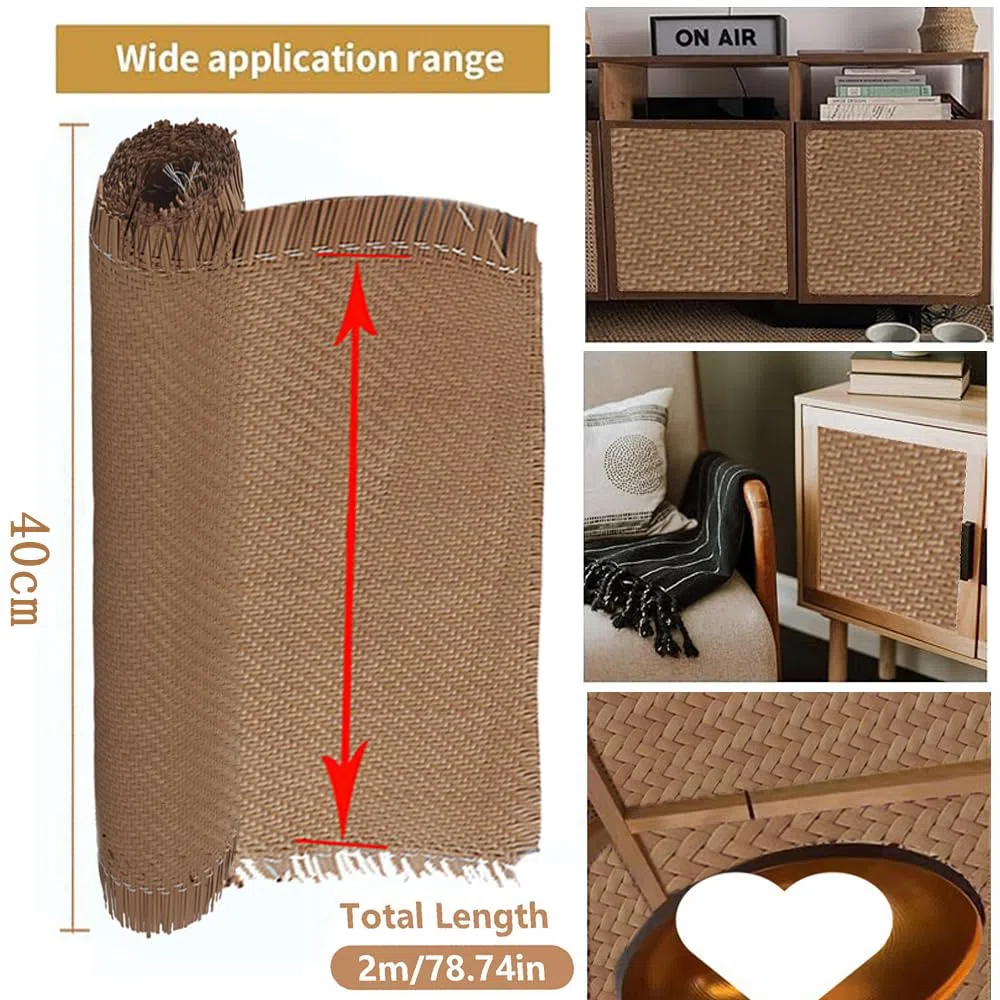 HEYOUTH Larghezza Fettuccia,Fettuccia Aperta Foglio di Rattan Intrecciato,Larghezza in Rattan,Impermeabile,in plastica a Nido d'Ape Intrecciato,per Mobili Sedie Armadietti (Curry, 40cm x 2 m)