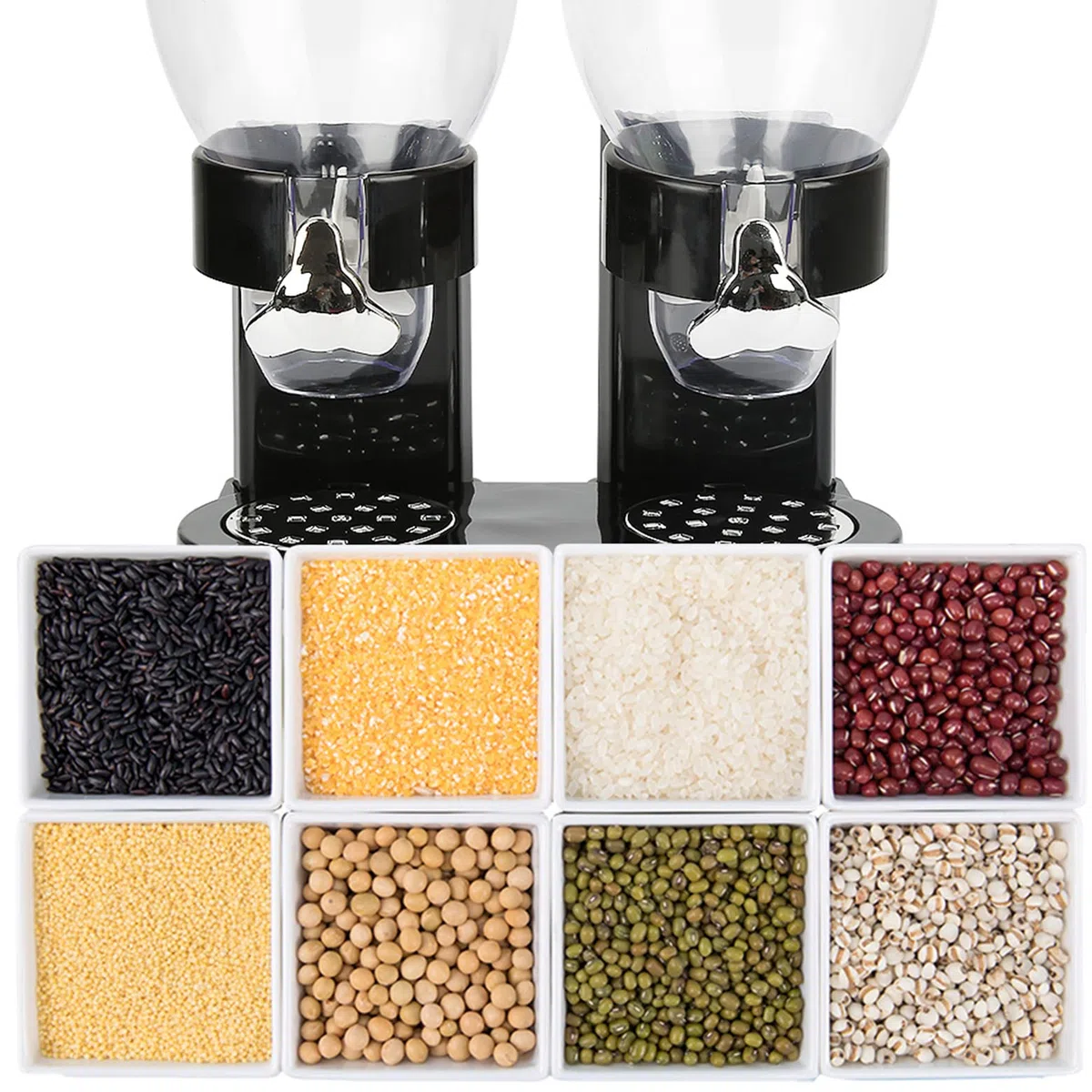 Doppio plastica Doppio dispenser per cereali Cornflakes, dispenser per cereali, cereali, Dry food Cereal dispenser double canister, Clear canister Fresh Candy titanio chicchi di stoccaggio (Nero)