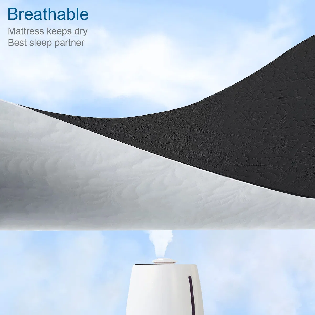 Coprimaterasso impermeabile lenzuolo con angoli 200x200 cm,3D coprimaterasso traspirante protezione del materasso impermeabile lenzuola con angoli antiumidità - Nero