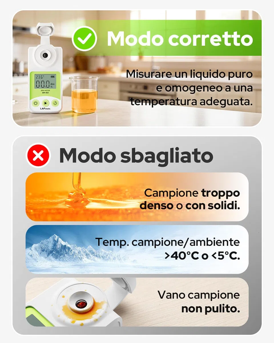 Rifrattometro Brix Digitale 0-95% LAFMATE Brix Mater per Sciroppo d'acero al Miele, Rifrattometro per Zucchero con ATC per la Vinificazione e la Produzione di Birra Fatta in Casa