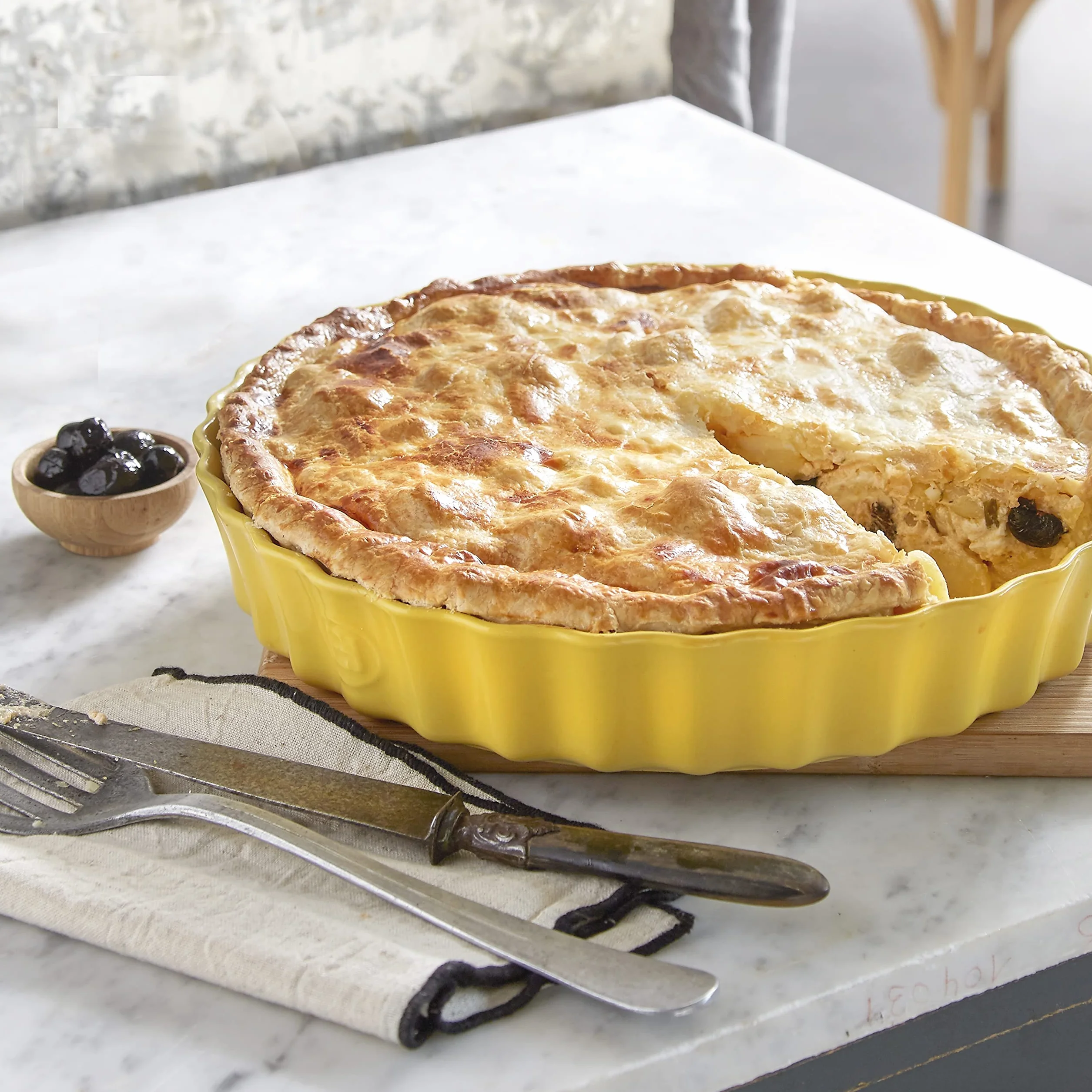 Emile Henry 736024 Tortiera alta/piatto per torta 24 cm, ceramica Belle-Ile