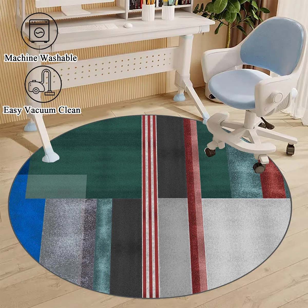 Rotondo Tappetino per Sedia da Ufficio, Tappeto per Sedia Gaming, Tappeto per Sedia Gaming, Tappetino Pavimenti per Parquet, Tappeto per Sedia con Ruote, Tappetini per Sedie da Ufficio 90 cm