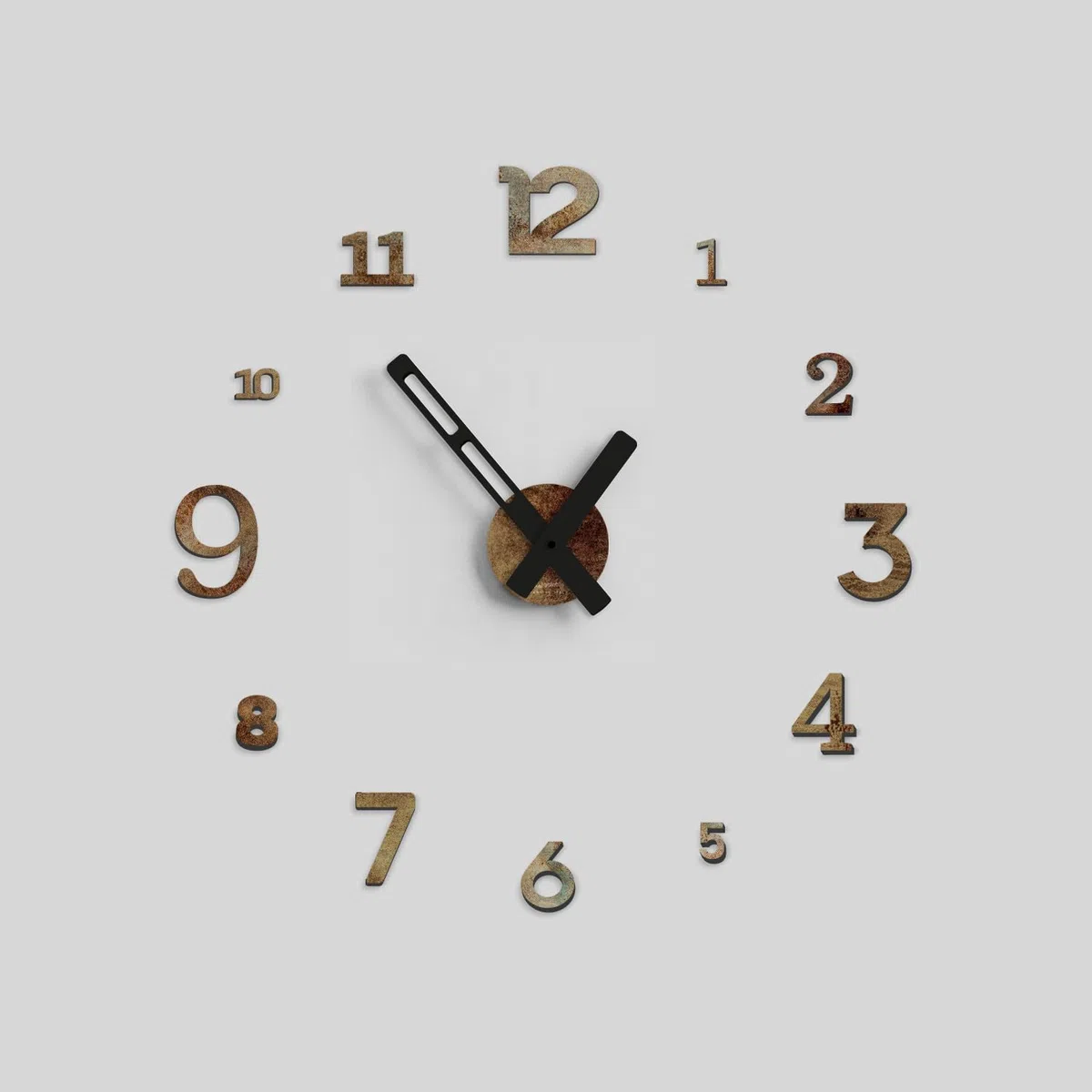 Giallobus - Orologio da Parete Adesivo Grande Float - Typos - Legno Mdf - Float ⌀ 60/80/110cm - 22 - Rust - Orologio da parete moderno - Numeri adesivi 3d - Diametro variabile 60/80/100cm