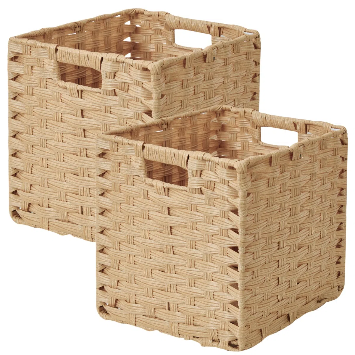 Sagittar, cestino intrecciato pieghevole in rattan sintetico, 25x25x25 cm, cestino portaoggetti per dispensa, credenza, credenza per giocattoli, cestino a cubo per scaffale, impermeabile, antimuffa, 4