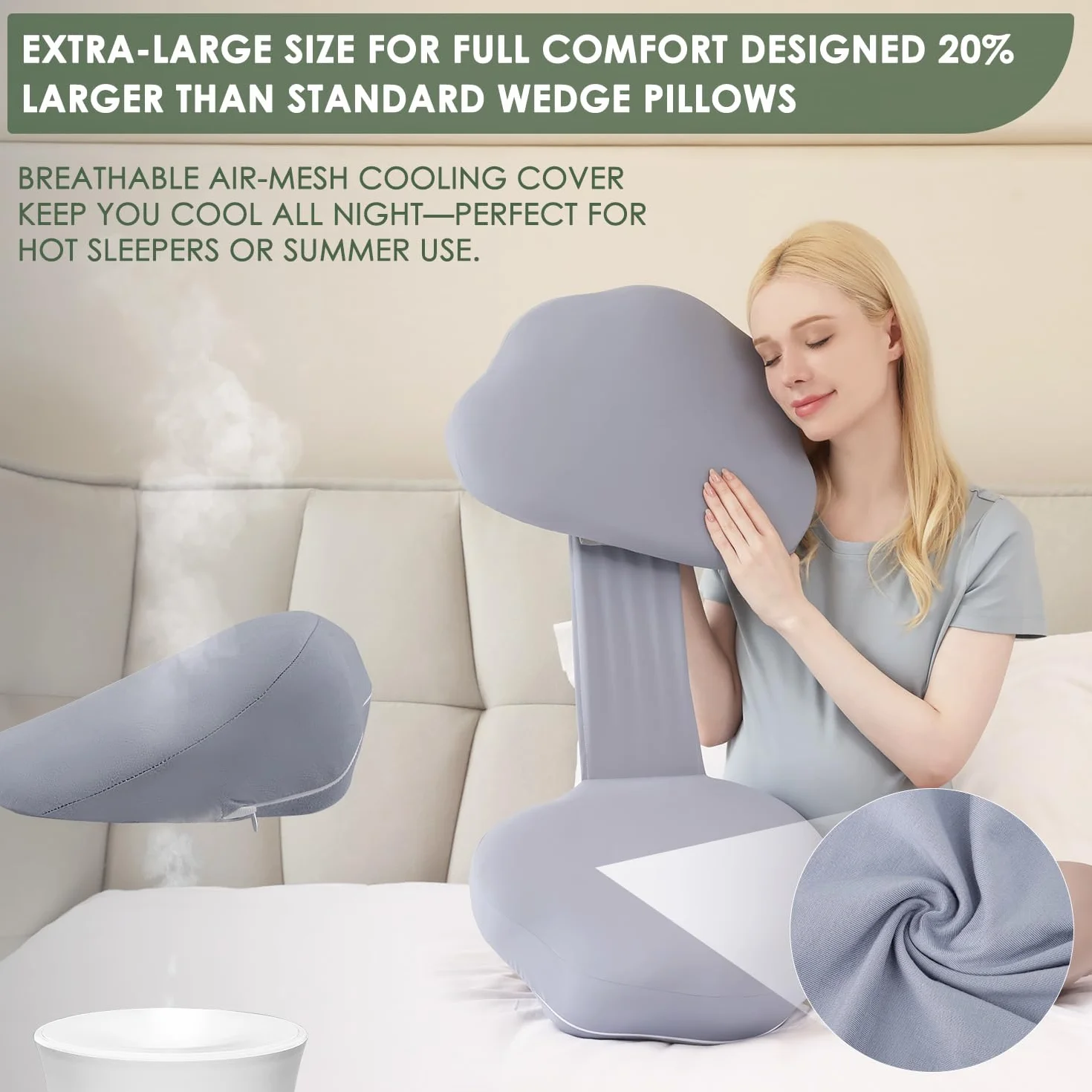 Chilling Home Cuscino Gravidanza, per Dormire in Memory Foam, per Pancia, Schiena, Cuscino per il Corpo Regolabile e Portatile, per Chi Dorme sul Fianco (Blu)