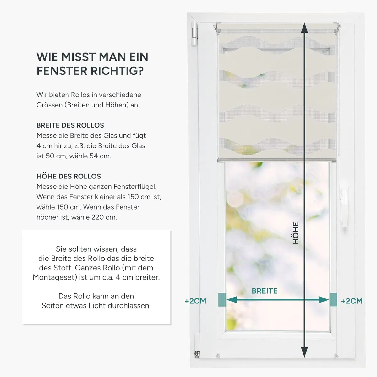 Estika Tenda a rullo giorno e notte tessuto a onde senza forare - 65 x 150 cm - Perla - per interni, tessuto a doppio strato, fissaggio a morsetto (Klemmfix), semi-trasparente