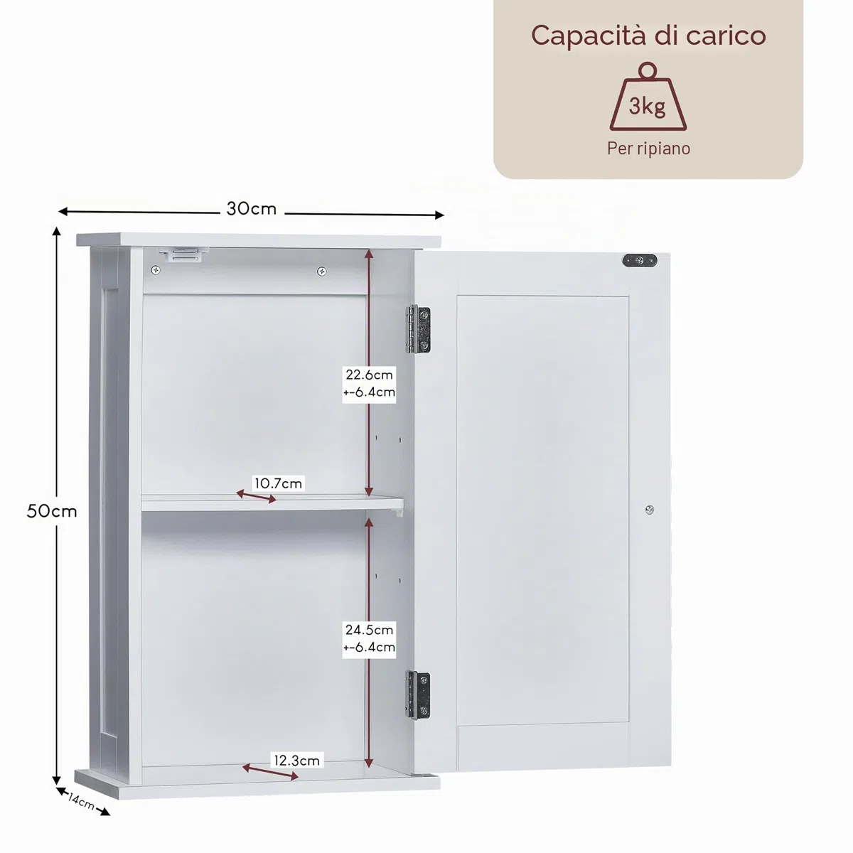 Bath Vida Priano - Armadietto pensile con porta, bagno, bagno