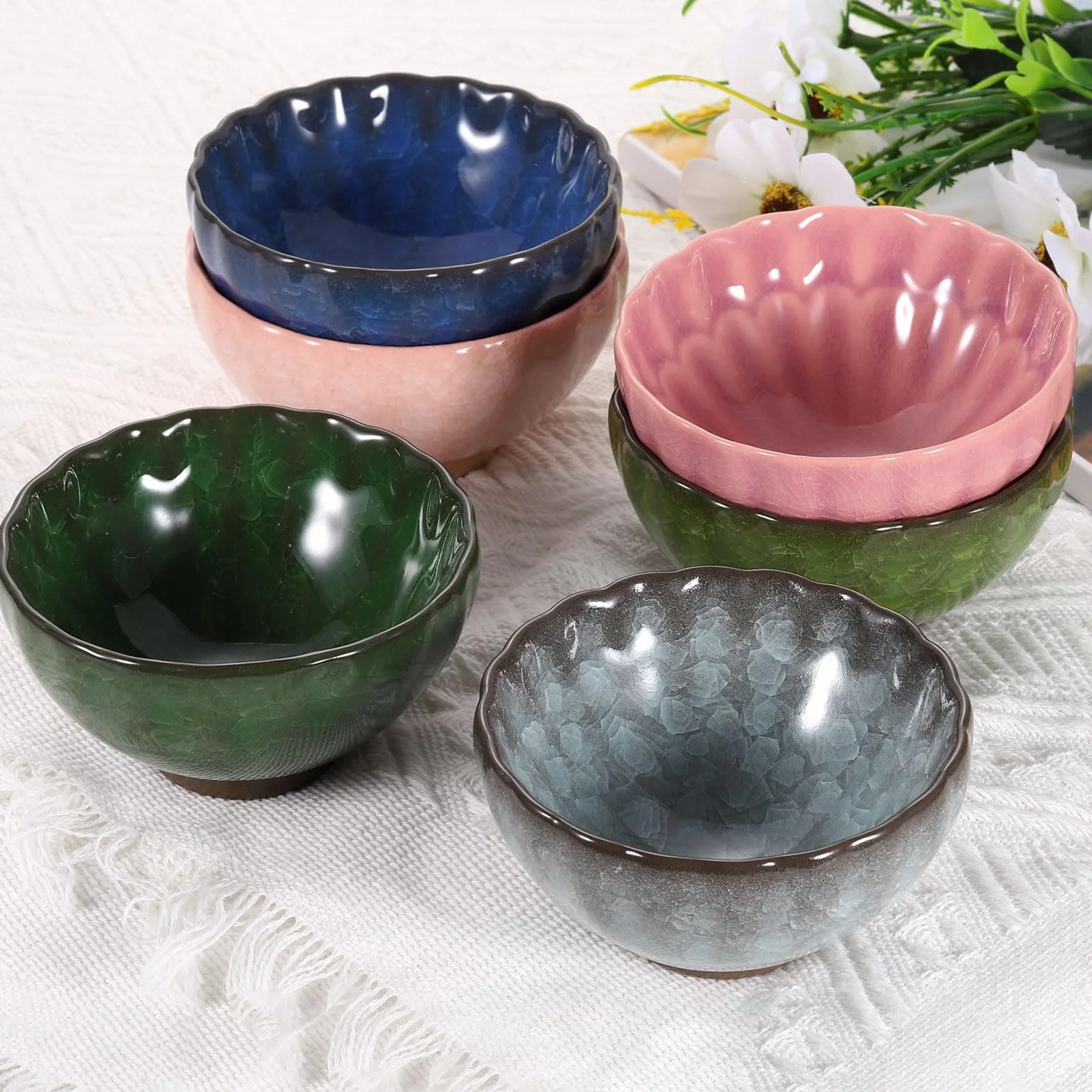 QUARKZMAN 2pz Ciotola Giapponese Matcha 4,23oz Set Tè Gong Fu Tradizionale in Ceramica Tazza Tè Mate Giapponese Senza Manico Porcellana Grande per Tè Matcha Caffè Bevande, Rosa