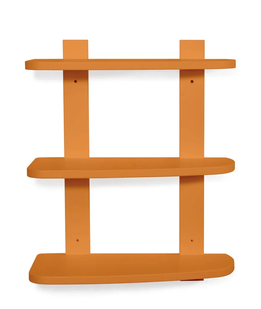 MODULARREDO | TR3, Mensola da Muro, Mensole Cameretta, Scaffale Pensile, 3 Ripiani, 48x58x21 cm, Arancione, Kit Tasselli Incluso - Made in Italy