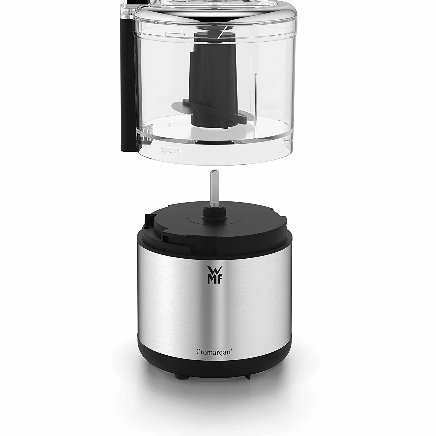 WMF Küchenminis - Tritatutto in Cromargan opaco, salvaspazio, utilizzabile con una sola mano, contenitore rimovibile (0,3 l), 65 W