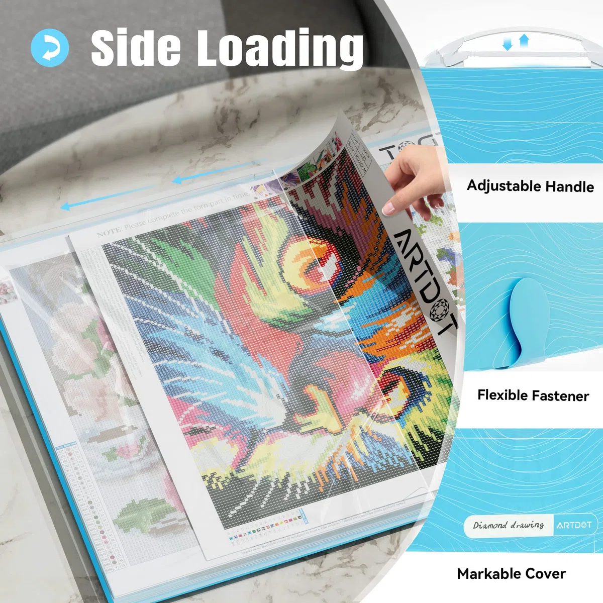 ARTDOT A2 Diamond Painting Archivio con Manico, Diamond Painting Accessori, Diamond Painting Cartella per Conservare Pittura Diamante, 30 Tasche 60 Pagine