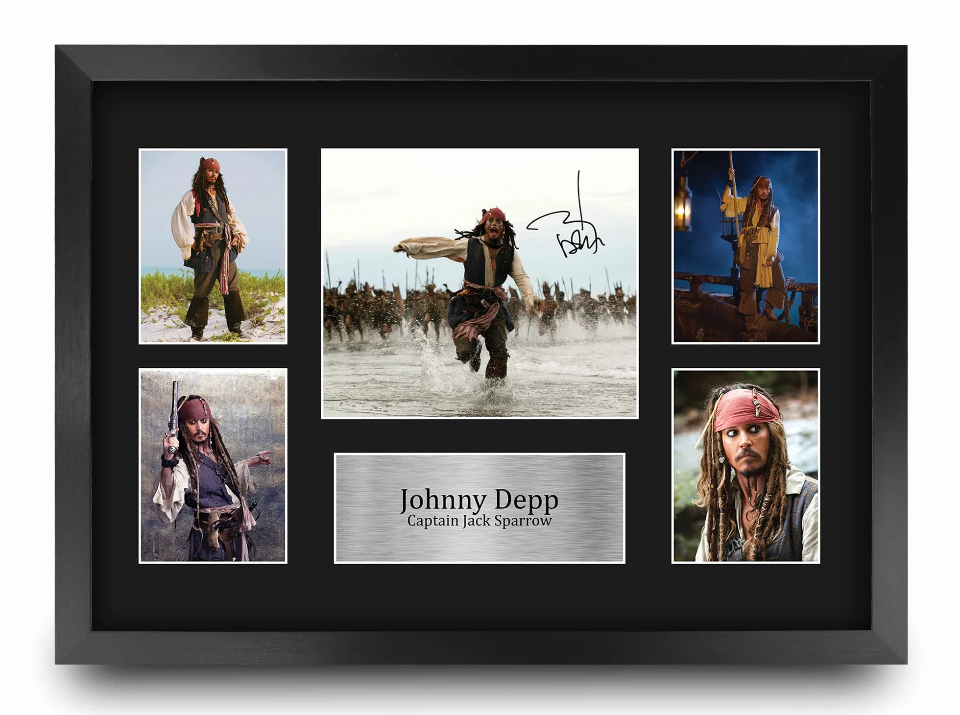 HWC Trading FR A3 Johnny Depp Pirates of the Caribbean I Regali Hanno Stampato L'Esposizione Firmata Dell'Immagine Dell'Autografo Per I Tifosi Di Memorabilia Di Film - A3 Framed