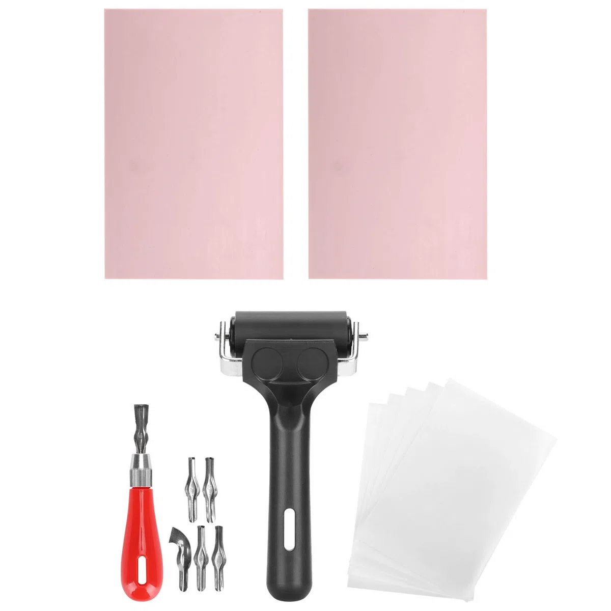 Asixxsix Kit da Intaglio in Gomma, Kit di Strumenti per Principianti per la Stampa di Blocchi Kit per la creazione di timbri a Blocchi da Intaglio, Kit per Intaglio di timbri in Gomma per incidere