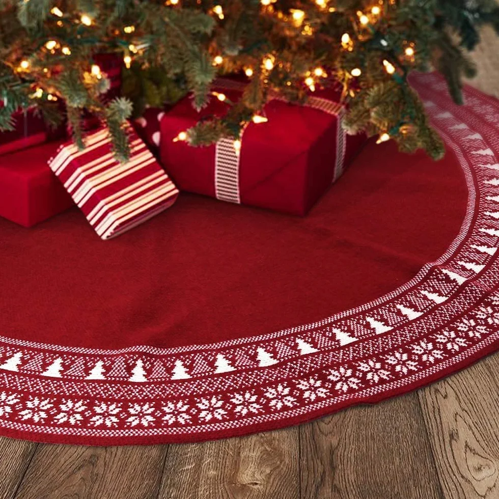 Dremisland Gonna Grande Albero di Natale, 122 cm Gonna Rustica Albero di Natale Spessa Pesante Filato Lavorata a Maglia Tappetino per Coperta Ornamenti Natalizi Decorazione
