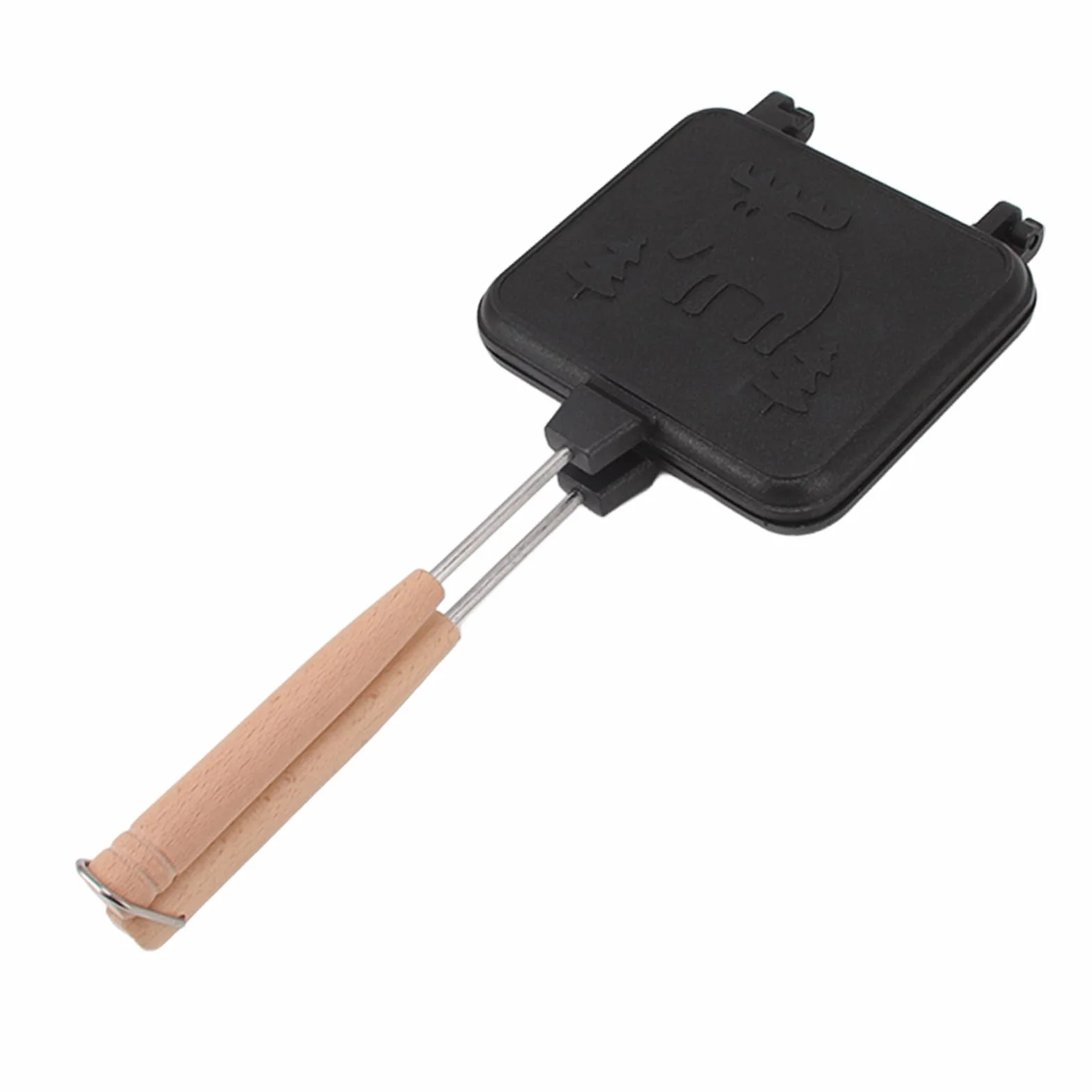 Wisecoco Piastra Grill Doppia Antiaderente, 14x14cm, Padella a Doppia Faccia, Creatore di Panini da Campeggio, Macchina per Waffle a Doppia Faccia, Tostapane per Panini