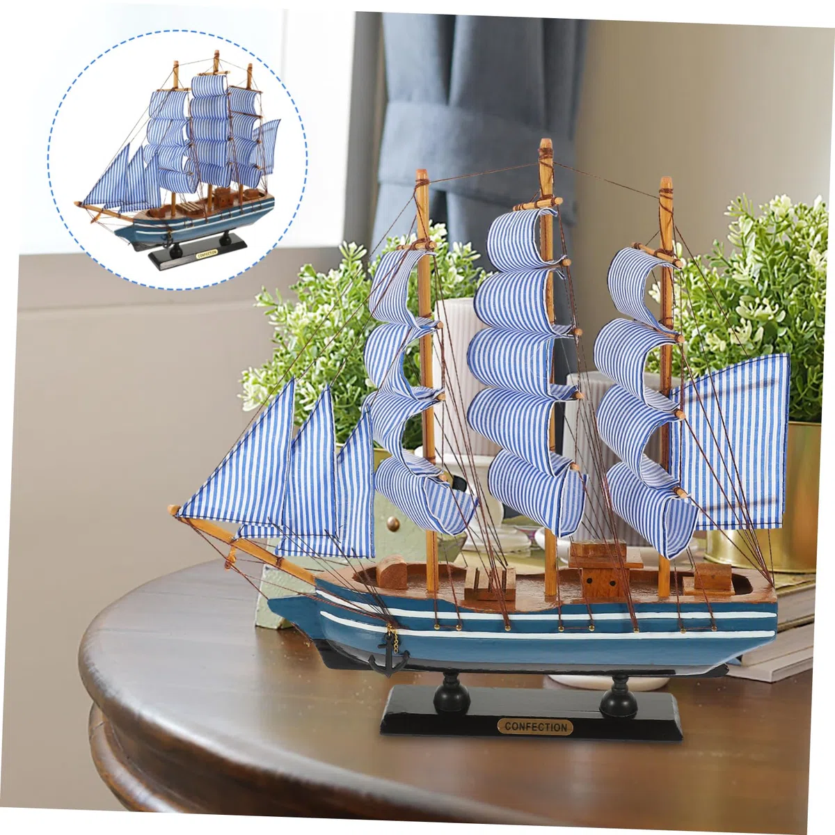 ULDIGI Modellino di Barca a Vela in Legno Leggero e Portatile, Decorazione Chic per Interni Stile Delicato e Forma Vivace, per Arredamento Casa