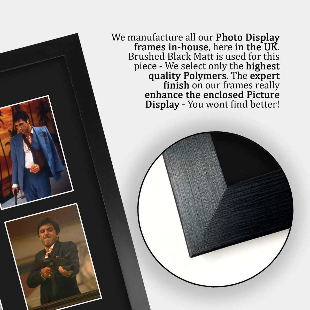 HWC Trading FR A3 Al Pacino Scarface Tony Montana Regali Stampati Autografo Firmato Immagine Per Gli Appassionati Di Memorabilia Di Film - A3 Incorniciato